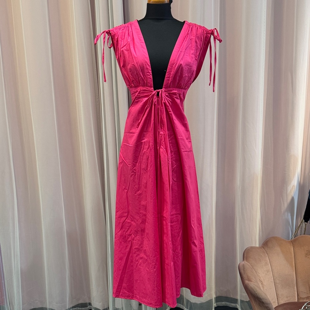 Vibrant Pink Sleeveless midi Dress